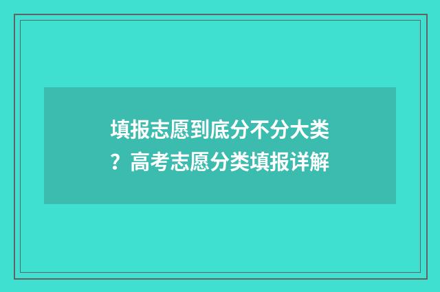 填报志愿到底分不分大类？高考志愿分类填报详解