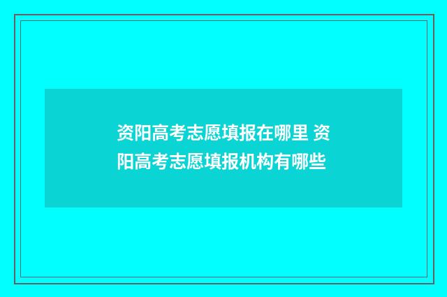 资阳高考志愿填报在哪里 资阳高考志愿填报机构有哪些
