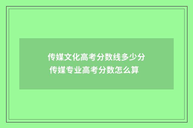 传媒文化高考分数线多少分 传媒专业高考分数怎么算