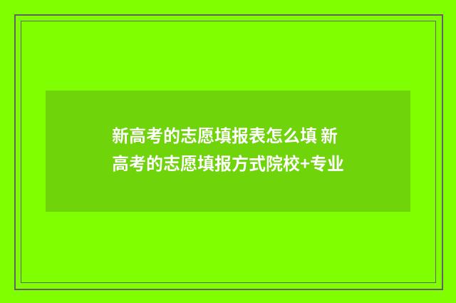 新高考的志愿填报表怎么填 新高考的志愿填报方式院校+专业
