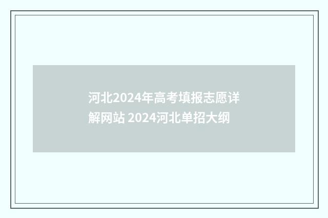 河北2024年高考填报志愿详解网站 2024河北单招大纲