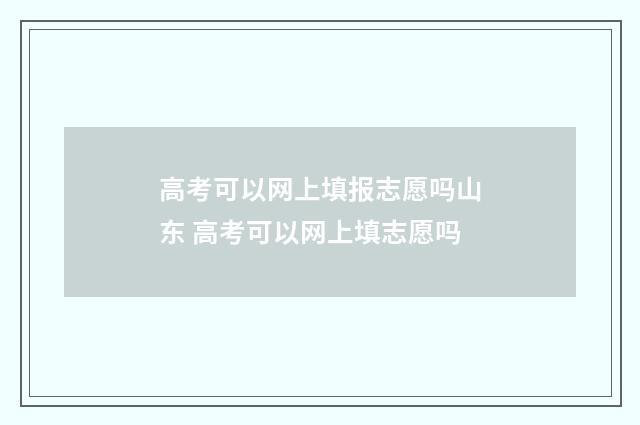 高考可以网上填报志愿吗山东 高考可以网上填志愿吗