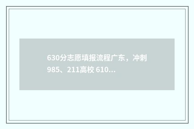 630分志愿填报流程广东，冲刺985、211高校 610怎么报志愿