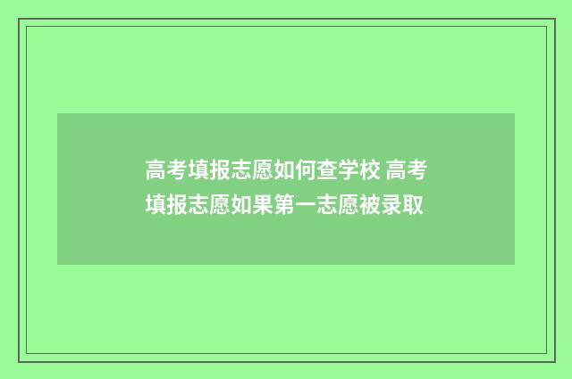 高考填报志愿如何查学校 高考填报志愿如果第一志愿被录取