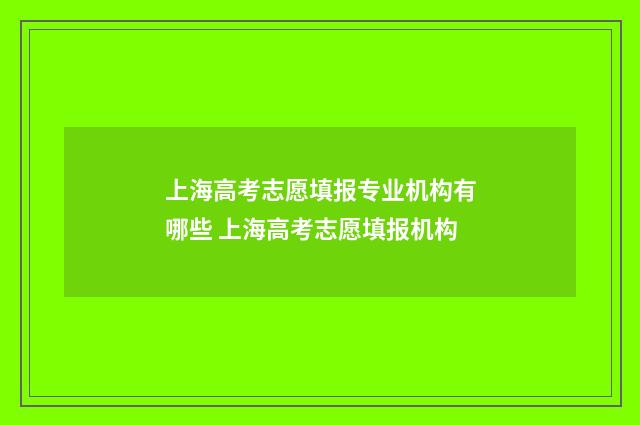 上海高考志愿填报专业机构有哪些 上海高考志愿填报机构