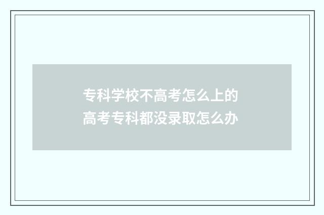 专科学校不高考怎么上的 高考专科都没录取怎么办