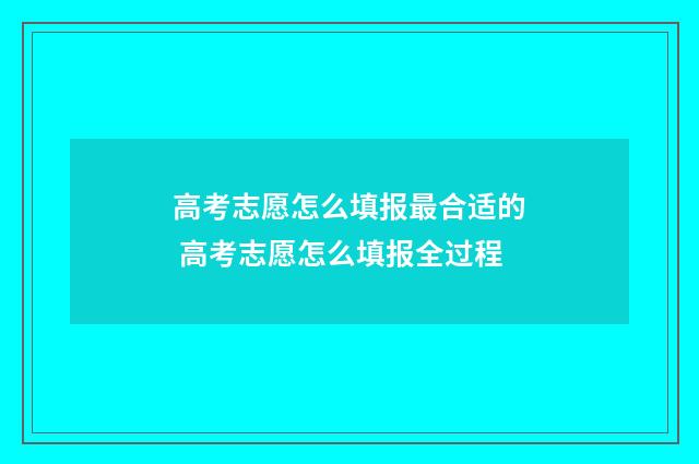 高考志愿怎么填报最合适的 高考志愿怎么填报全过程