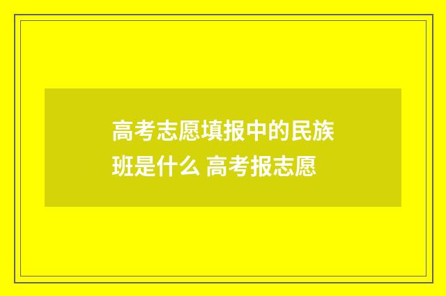 高考志愿填报中的民族班是什么 高考报志愿