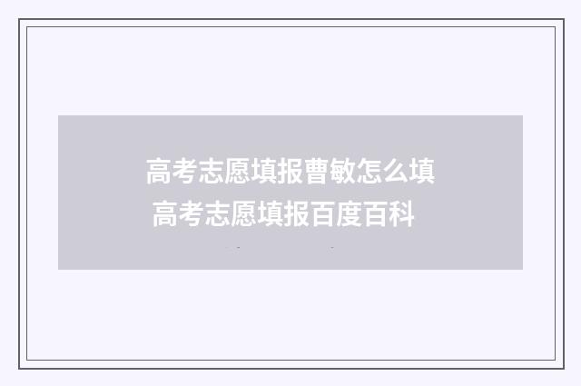 高考志愿填报曹敏怎么填 高考志愿填报百度百科