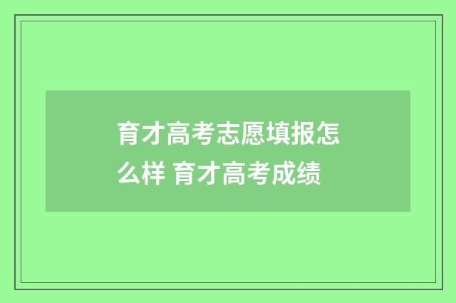 育才高考志愿填报怎么样 育才高考成绩