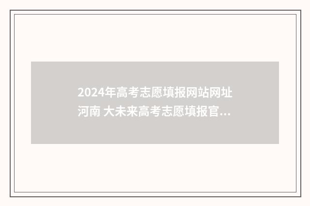 2024年高考志愿填报网站网址河南 大未来高考志愿填报官网