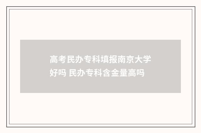 高考民办专科填报南京大学好吗 民办专科含金量高吗