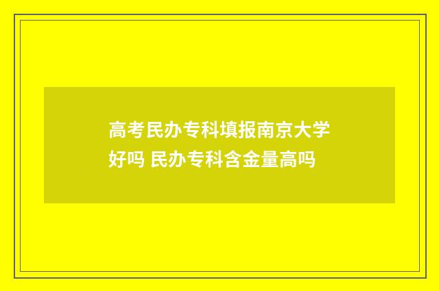 高考民办专科填报南京大学好吗 民办专科含金量高吗