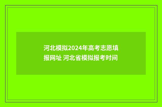 河北模拟2024年高考志愿填报网址 河北省模拟报考时间