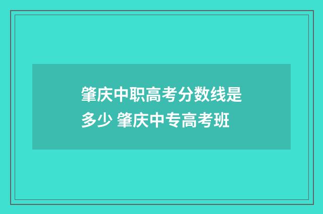 肇庆中职高考分数线是多少 肇庆中专高考班