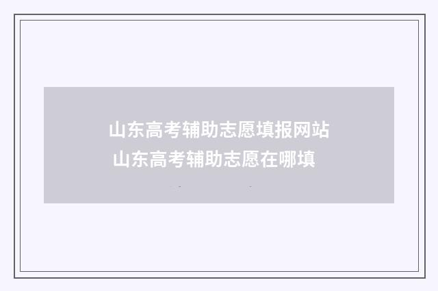 山东高考辅助志愿填报网站 山东高考辅助志愿在哪填