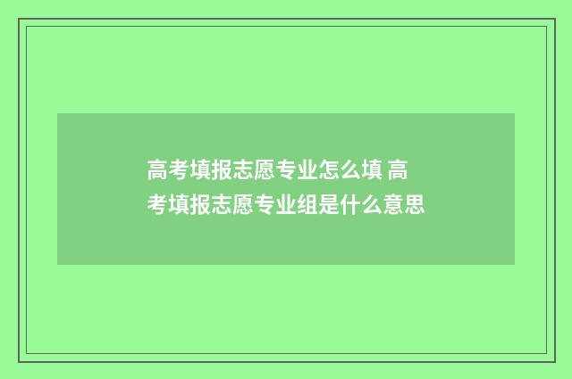 高考填报志愿专业怎么填 高考填报志愿专业组是什么意思
