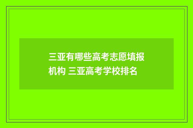 三亚有哪些高考志愿填报机构 三亚高考学校排名