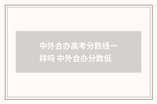 中外合办高考分数线一样吗 中外合办分数低