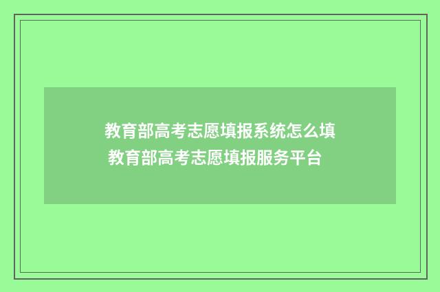 教育部高考志愿填报系统怎么填 教育部高考志愿填报服务平台