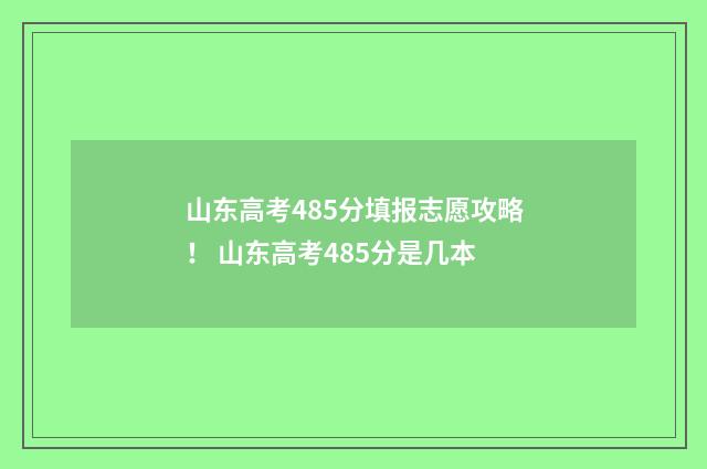 山东高考485分填报志愿攻略！ 山东高考485分是几本