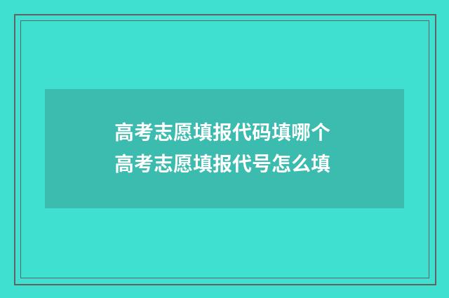 高考志愿填报代码填哪个 高考志愿填报代号怎么填
