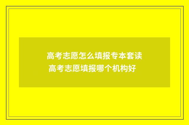 高考志愿怎么填报专本套读 高考志愿填报哪个机构好