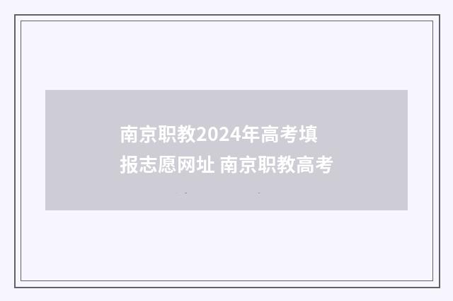南京职教2024年高考填报志愿网址 南京职教高考