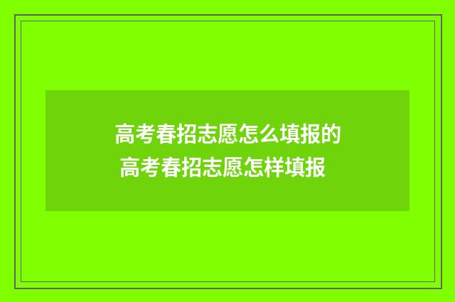 高考春招志愿怎么填报的 高考春招志愿怎样填报