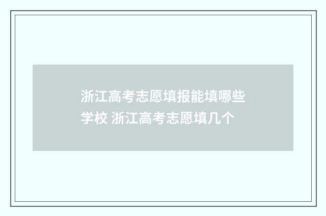 浙江高考志愿填报能填哪些学校 浙江高考志愿填几个