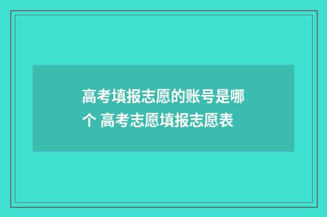 高考填报志愿的账号是哪个 高考志愿填报志愿表
