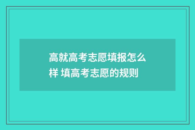 高就高考志愿填报怎么样 填高考志愿的规则
