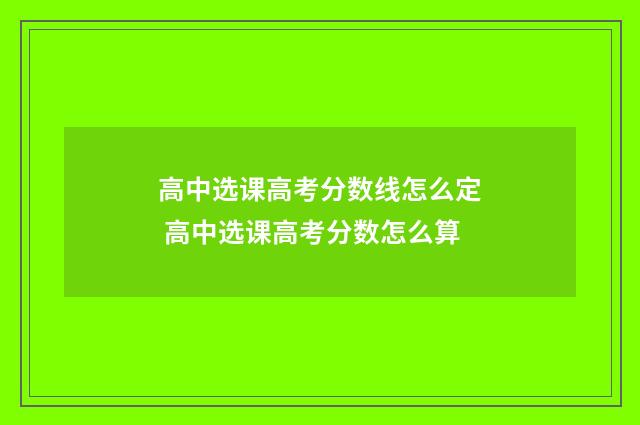 高中选课高考分数线怎么定 高中选课高考分数怎么算