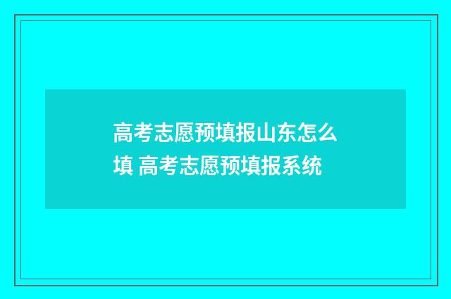 高考志愿预填报山东怎么填 高考志愿预填报系统