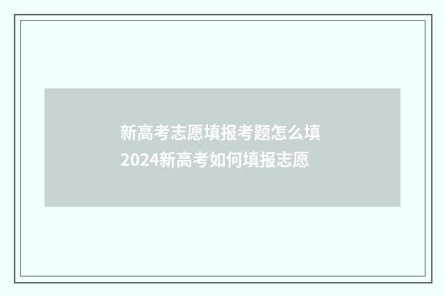 新高考志愿填报考题怎么填 2024新高考如何填报志愿