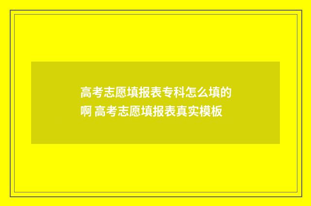高考志愿填报表专科怎么填的啊 高考志愿填报表真实模板