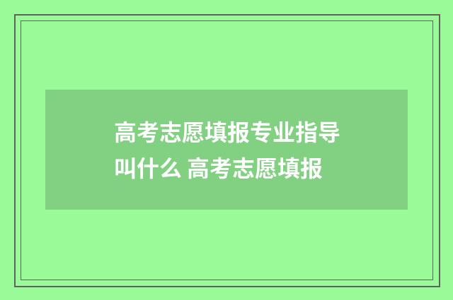 高考志愿填报专业指导叫什么 高考志愿填报