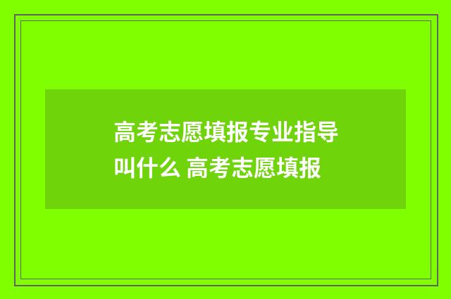 高考志愿填报专业指导叫什么 高考志愿填报