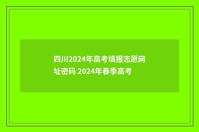 四川2024年高考填报志愿网址密码 2024年春季高考