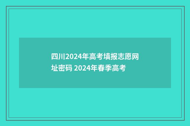 四川2024年高考填报志愿网址密码 2024年春季高考
