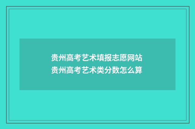 贵州高考艺术填报志愿网站 贵州高考艺术类分数怎么算