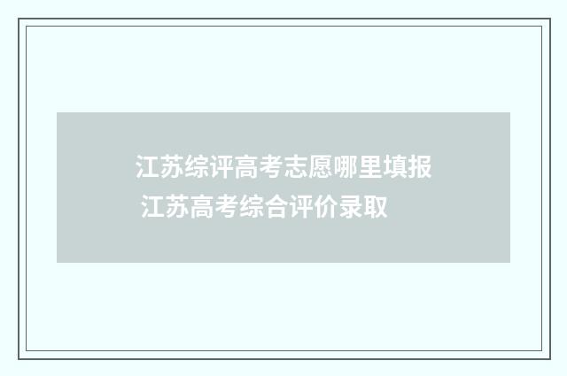 江苏综评高考志愿哪里填报 江苏高考综合评价录取