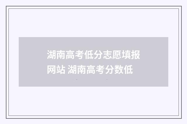 湖南高考低分志愿填报网站 湖南高考分数低
