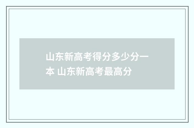 山东新高考得分多少分一本 山东新高考最高分