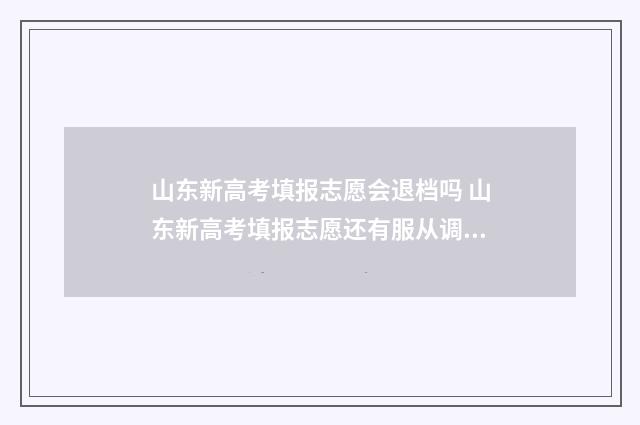 山东新高考填报志愿会退档吗 山东新高考填报志愿还有服从调剂吗