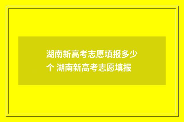 湖南新高考志愿填报多少个 湖南新高考志愿填报