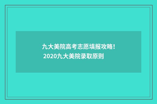 九大美院高考志愿填报攻略！ 2020九大美院录取原则