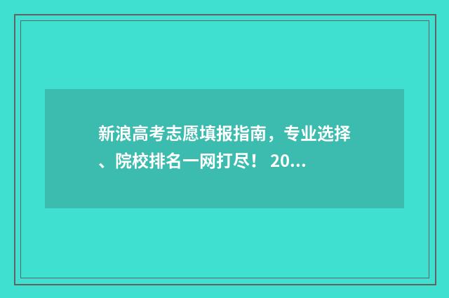 新浪高考志愿填报指南，专业选择、院校排名一网打尽！ 2021新浪网高考志愿填报