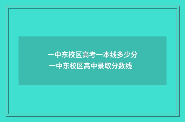 一中东校区高考一本线多少分 一中东校区高中录取分数线