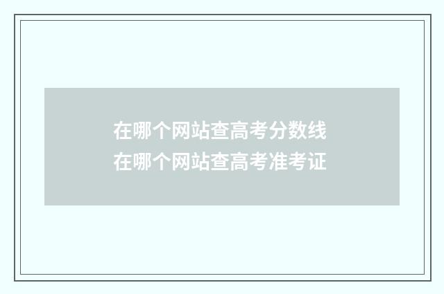 在哪个网站查高考分数线 在哪个网站查高考准考证